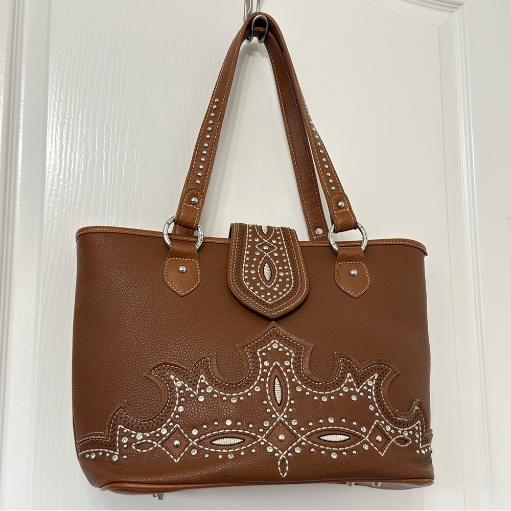 American Bling Brown Embellished Women’s Tote Bag - Brand